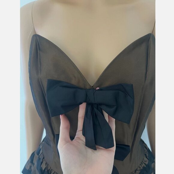 Vintage ISABELLE ALLARD chocolate dress with bows, size 40 🎀✨ - Picture 9 of 14